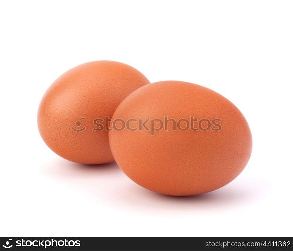 two eggs isolated on white background
