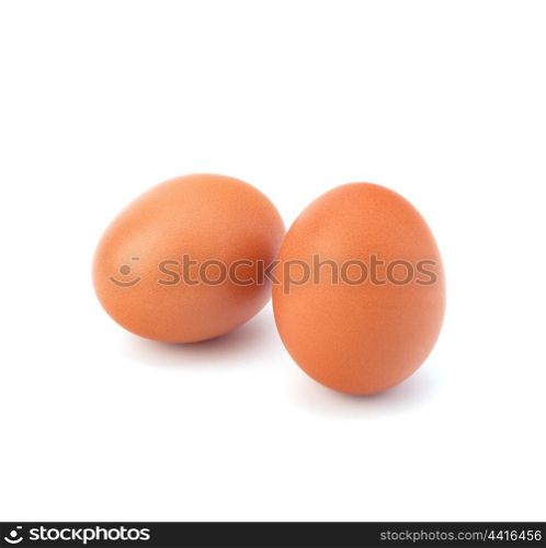 two eggs isolated on white background