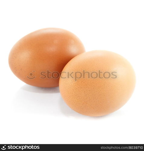 Two eggs isolated on white background