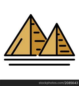 Two egyptian pyramids icon. Outline two egyptian pyramids vector icon color flat isolated. Two egyptian pyramids icon color outline vector
