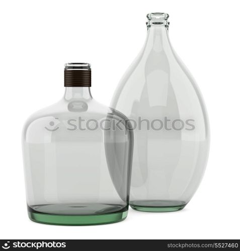 two empty bottles isolated on white background