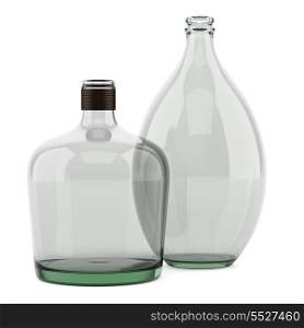 two empty bottles isolated on white background
