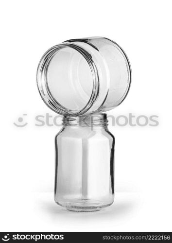 Two Empty glass jar isolated on white background with clipping path