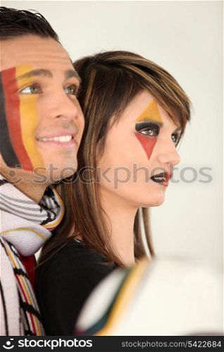 Two engrossed German football fans