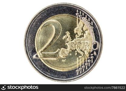 Two Euros Coin Isolated on White Background