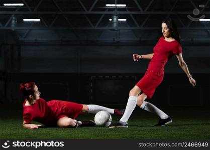 two female football players