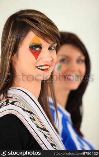 Two female football supporters
