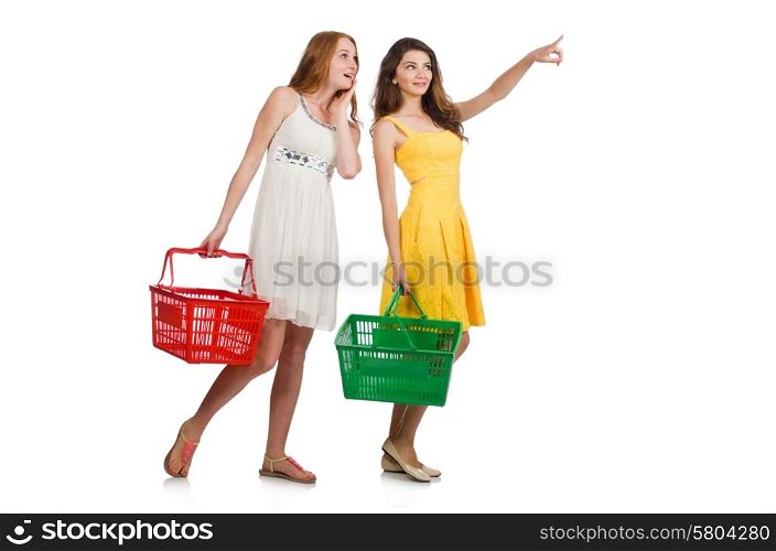 Two female friends during shopping