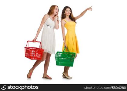 Two female friends during shopping