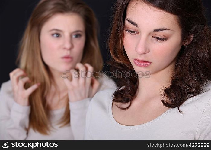 Two female friends having an argument