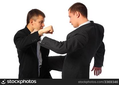 Two fighting businessmen