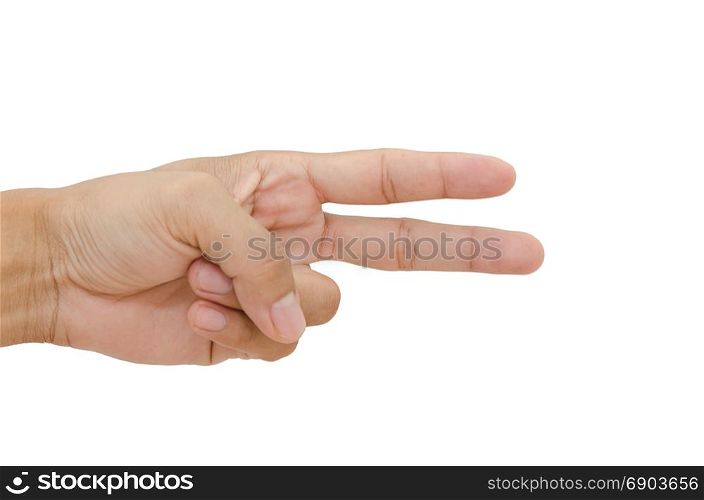 two fingers isolated on the white.