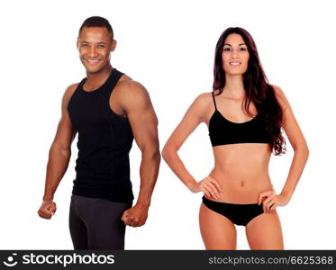 Two fitness bodies isolated on white background. Take care of your body