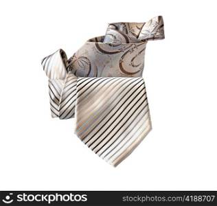 Two folded tie isolated on white background
