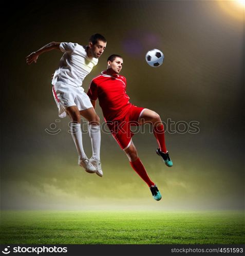 Two football player. Image of two football players at stadium