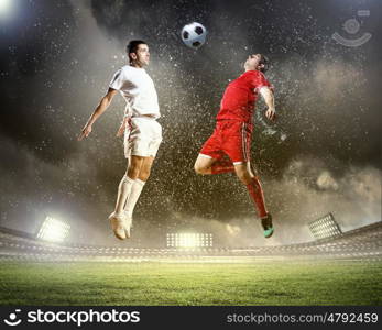 Two football player. Image of two football players at stadium