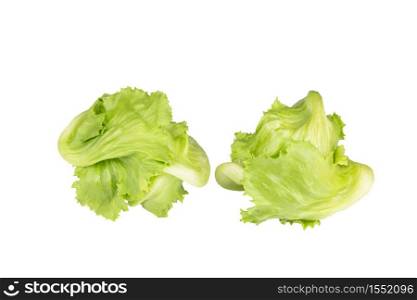 Two fresh organic frillice iceberg lettuces on isolated white background