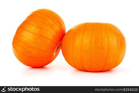 Two fresh pumpkins isolated on white