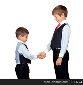 Two friendly businessmen isolated on a over white background