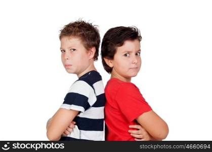 Two friends angry isolated on a white background