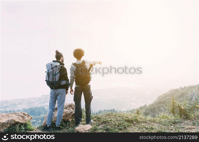 two friends hiking together