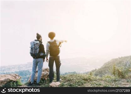 two friends hiking together