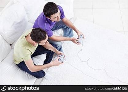 Two friends play video games