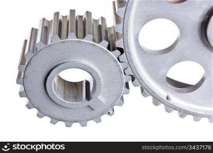 two gear coupled isolated on white background