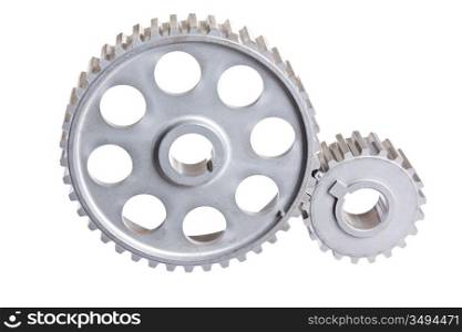 two gear coupled isolated on white background