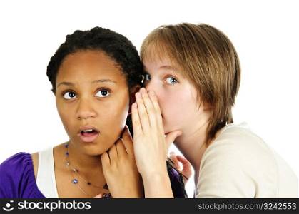 Two girlfriends gossiping
