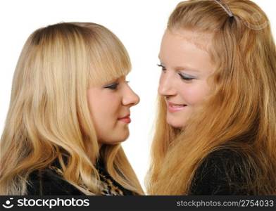 Two girlfriends. Two young girls, a photo close up