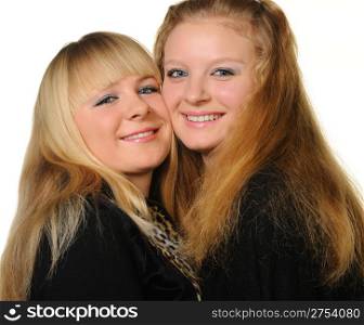 Two girlfriends. Two young girls, a photo close up
