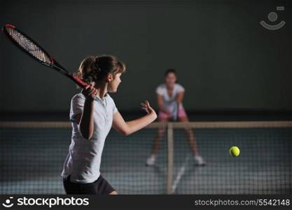 two girls recreating tennis sport