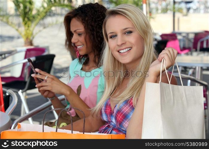 Two girls shopping