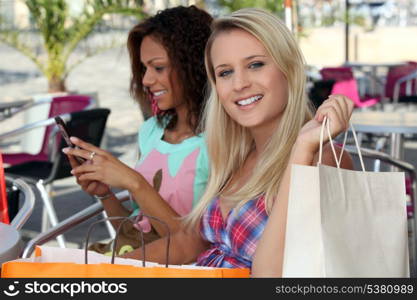 Two girls shopping