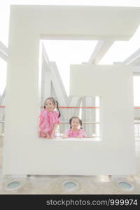 Two girls wearing Thai clothes