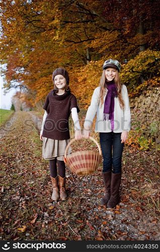 Two girls with a basket