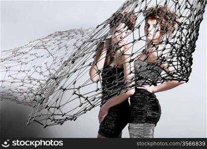 two girls with net