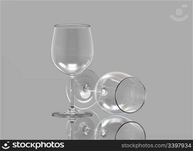 Two glasses for red vine isolated on grey