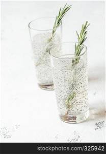 Two glasses of basil seed drink