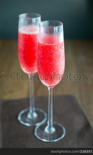 Two glasses of Mimosa cocktail