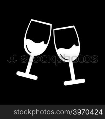 Two glasses of wine or champagne icon Illustration design