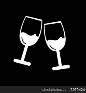 Two glasses of wine or champagne icon Illustration design
