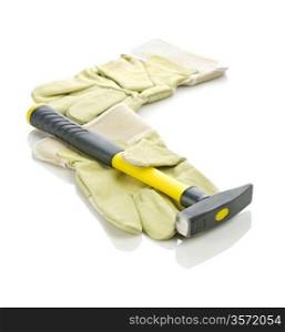 two gloves with hammer