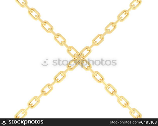 Two gold chains are connected together.. Two gold chains are connected ...
