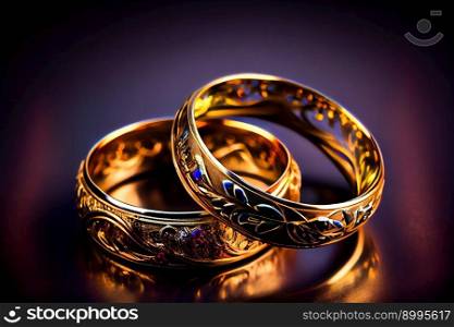  Two golden beautiful  rings.  Generative AI 