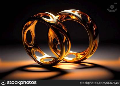  Two golden beautiful  rings.  Generative AI
