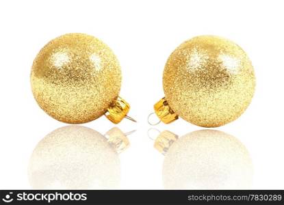 Two golden christmas balls.