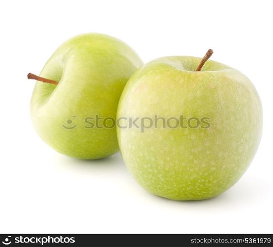 two green apples isolated on white background