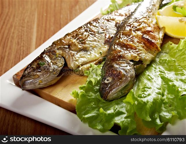 Two grilled Rainbow Trouts.Served with Vegetables